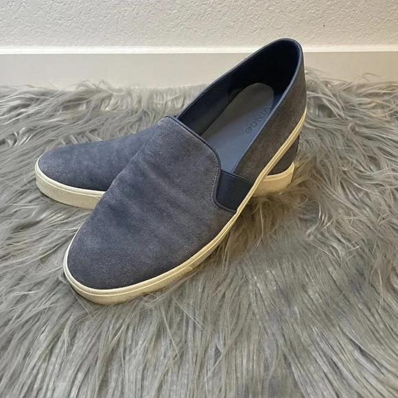 Vince Sneakers Womens Blair Textured Blue Suede Slip On Size 8.5M - Picture 3 of 10